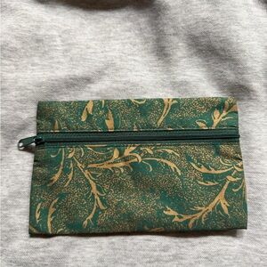 Green and Gold Leaf Print Pouch